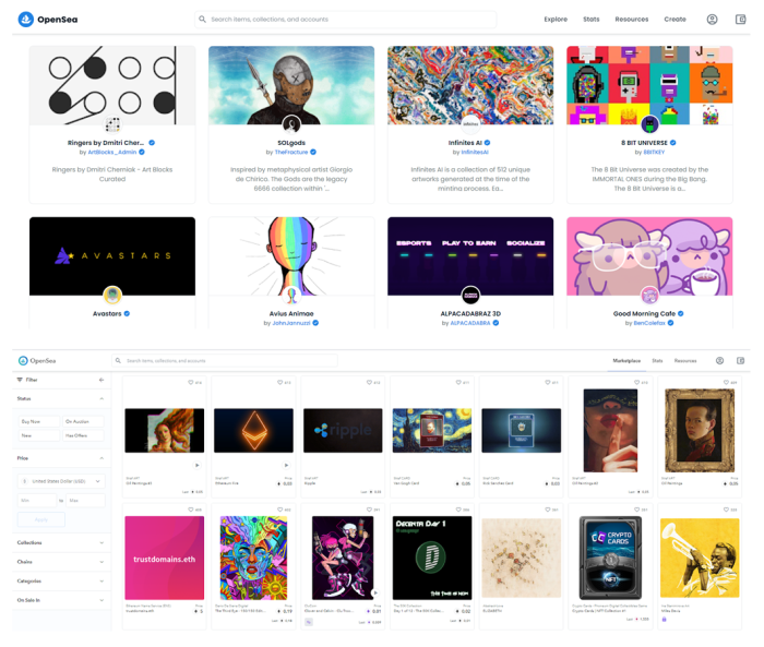 Auction sites for NFTs and digital assets